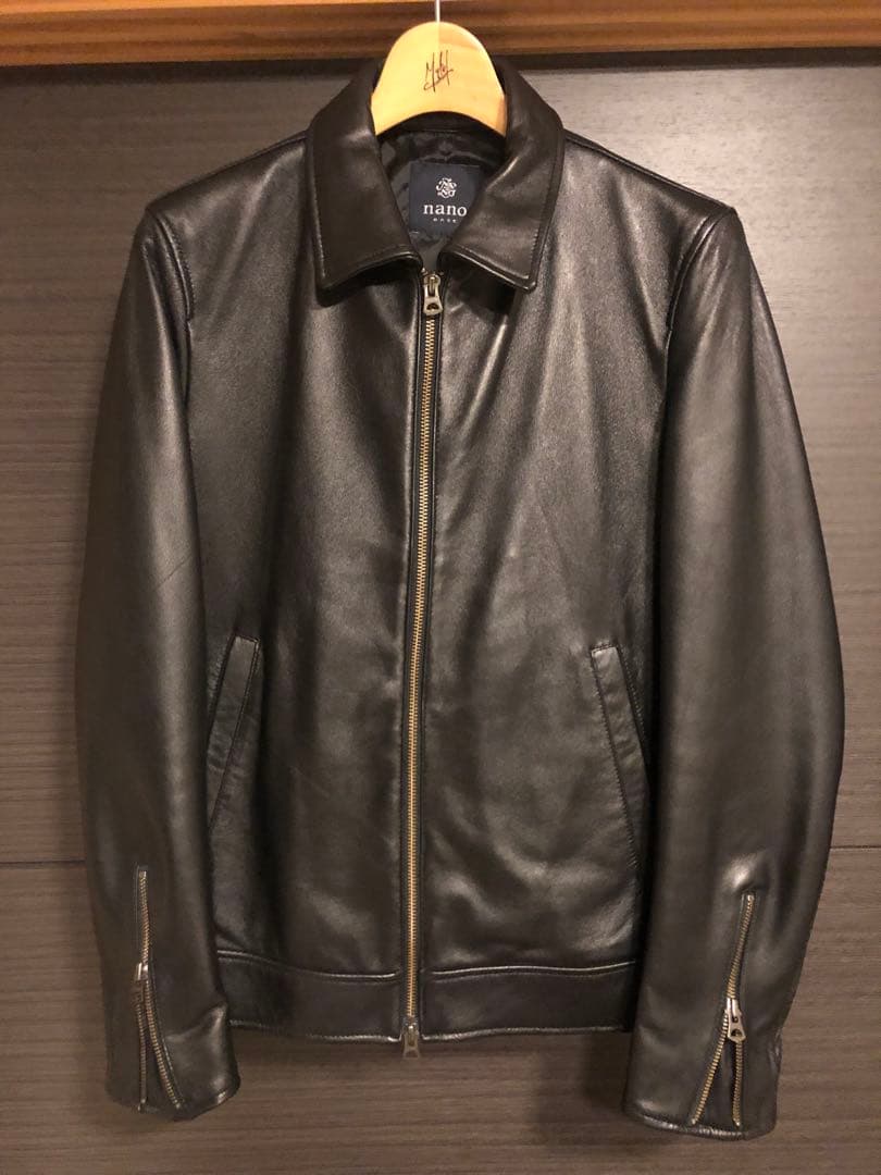 nano BASE ラムレザー　シングルライダースジャケット　黒　M 美品
