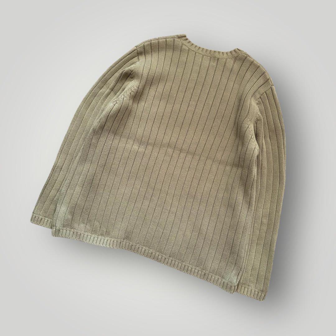 美品！名作 エディーバウアー コットンニット リブ編み クルーネック XL