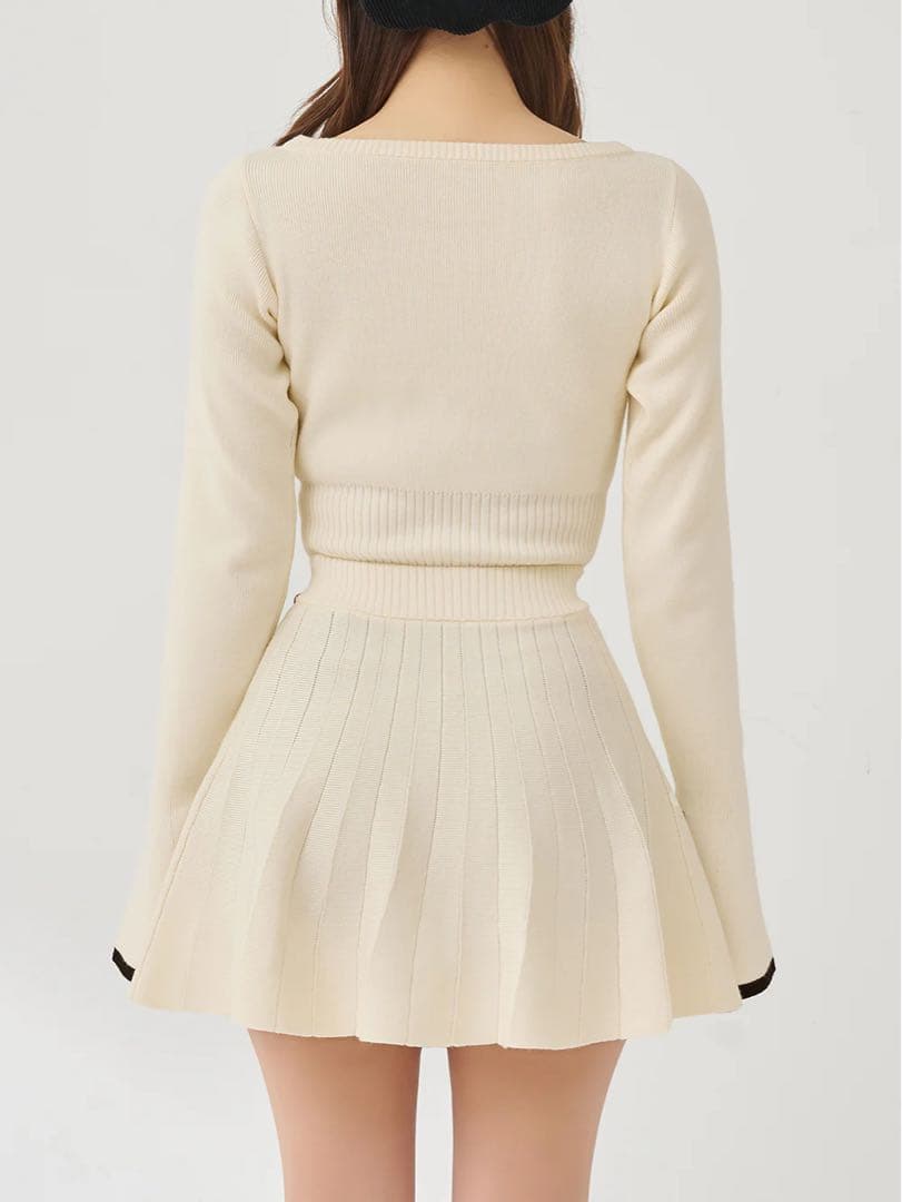 新品タグ付 ダーリッチ ウエストオープンリボンデザインニットミニワンピース F