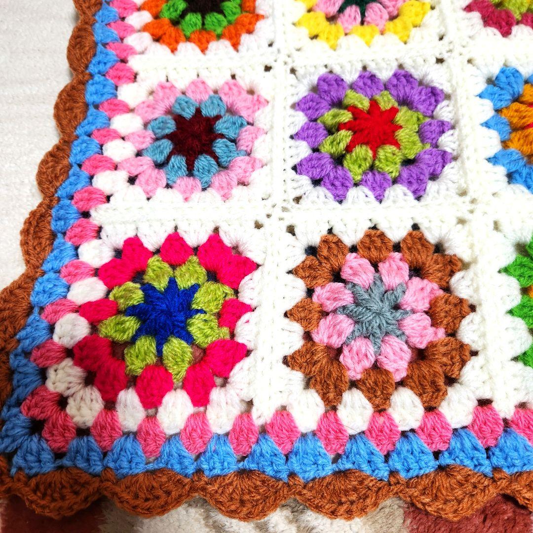 モチーフ編み【2】ハンドメイド　ブランケット　マルチカバー