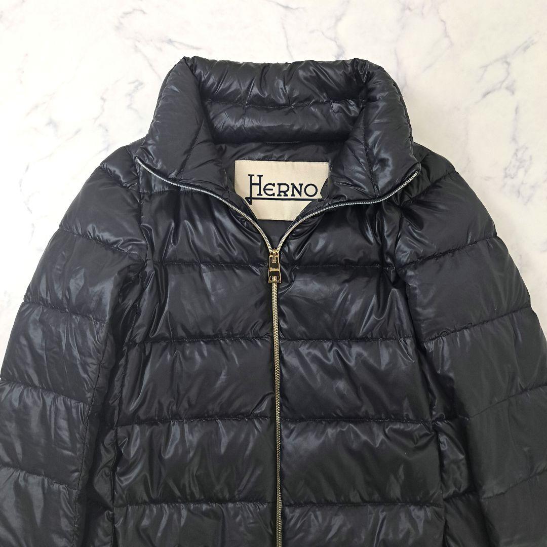HERNO ヘルノ エコファー 切替 ダウンコート ブラック 40