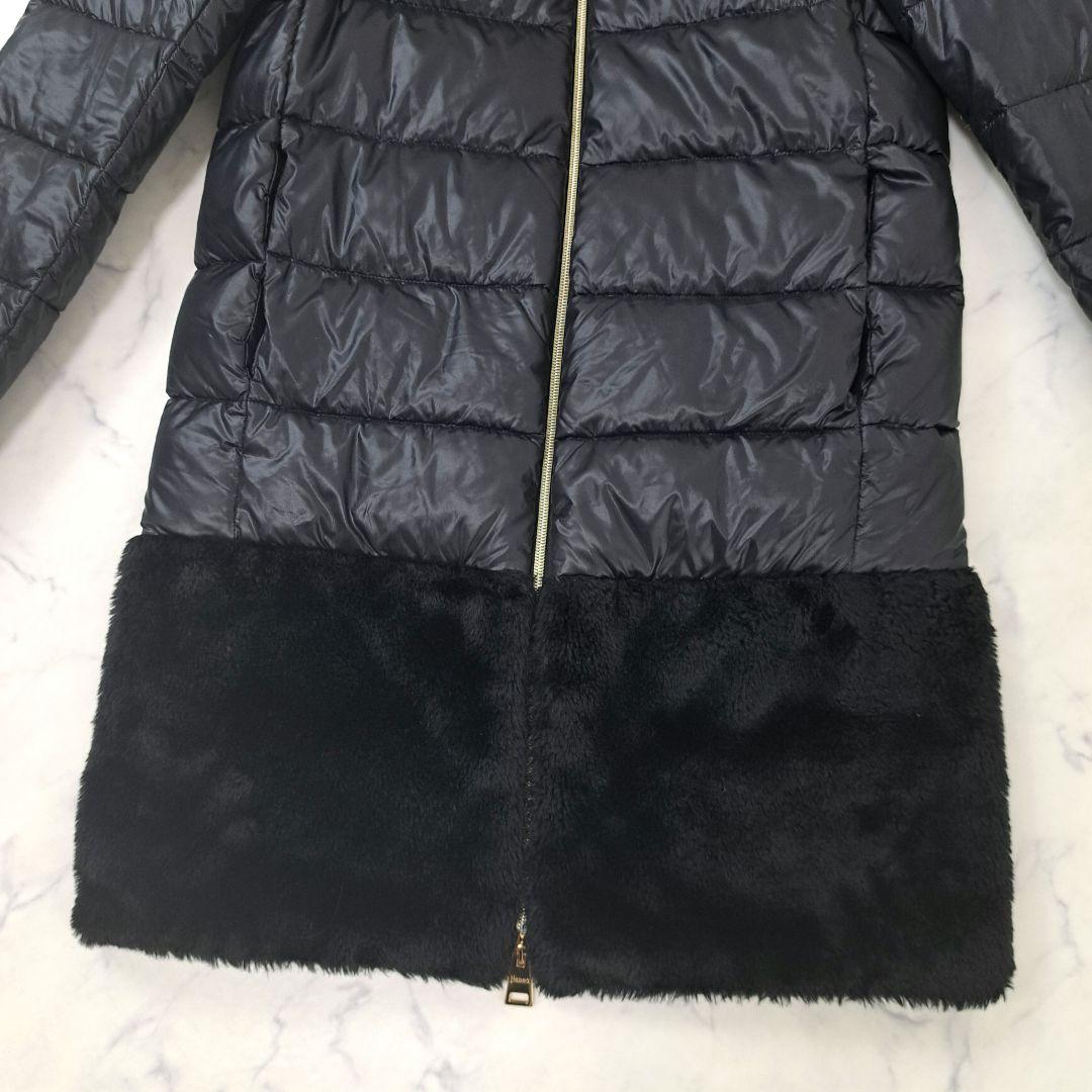 HERNO ヘルノ エコファー 切替 ダウンコート ブラック 40