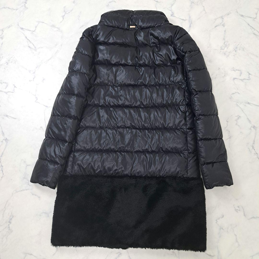 HERNO ヘルノ エコファー 切替 ダウンコート ブラック 40