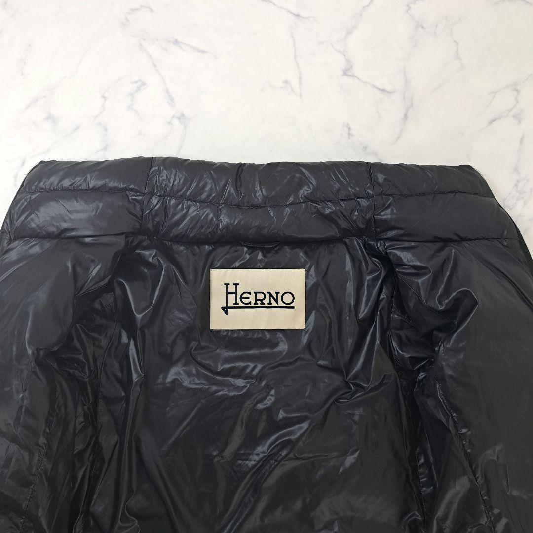 HERNO ヘルノ エコファー 切替 ダウンコート ブラック 40