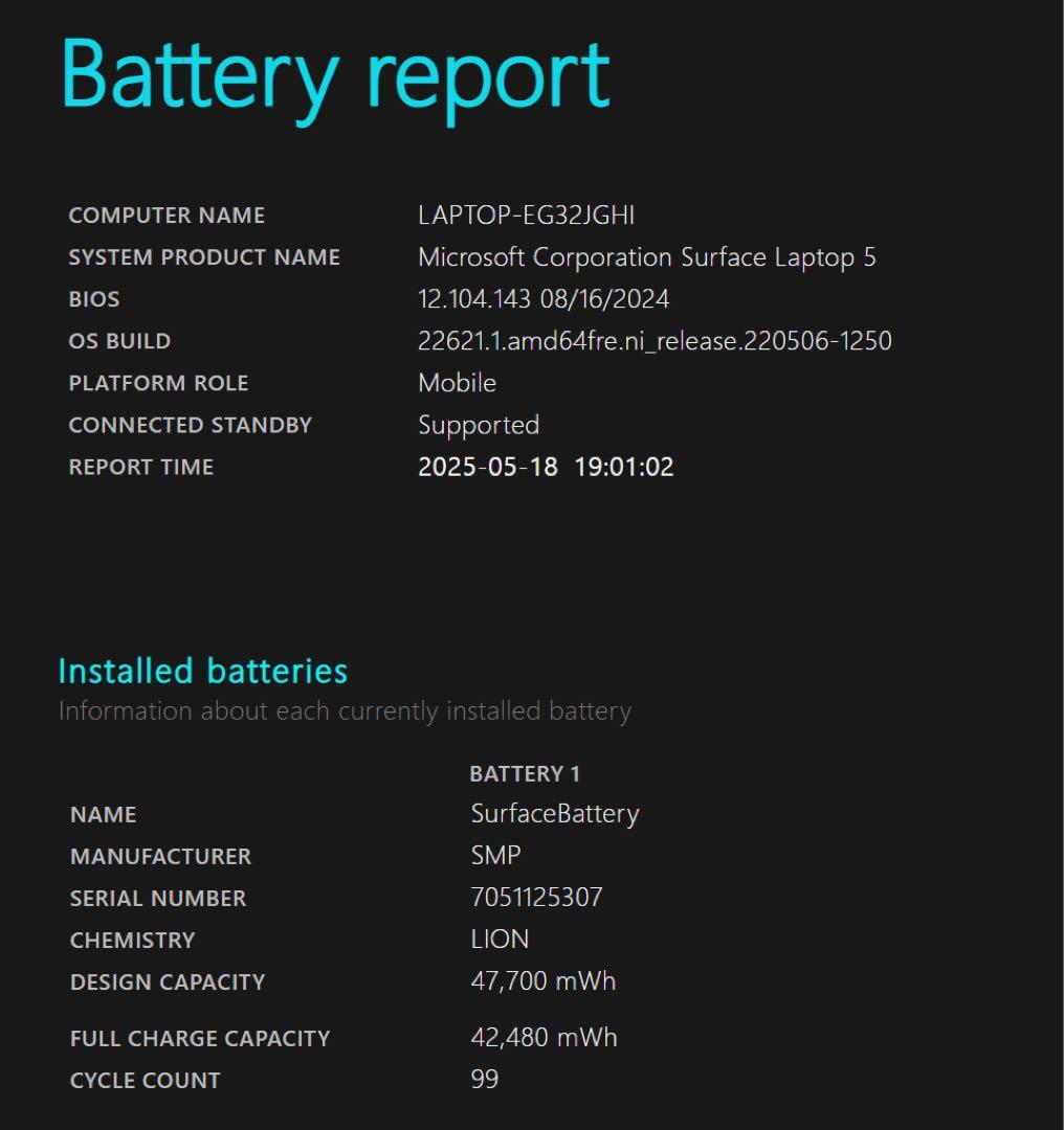 Surface Laptop5 13.5 i5/8GB/256GB AC付き