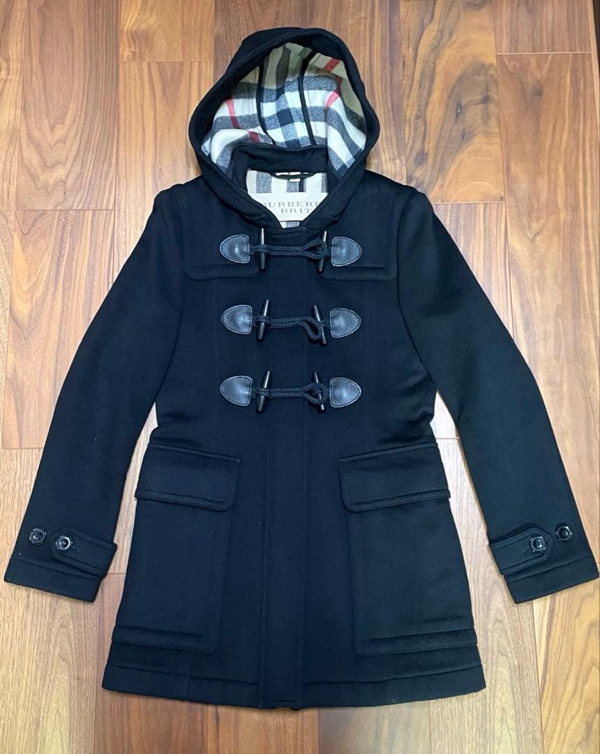 BURBERRY BRIT ダッフルコート ウール　ノバチェック　ブラック　40