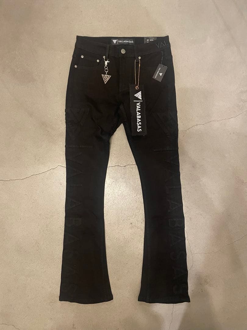 バラバサス valabasasブラックサイドロゴスキニーフレアデニム 29 新品