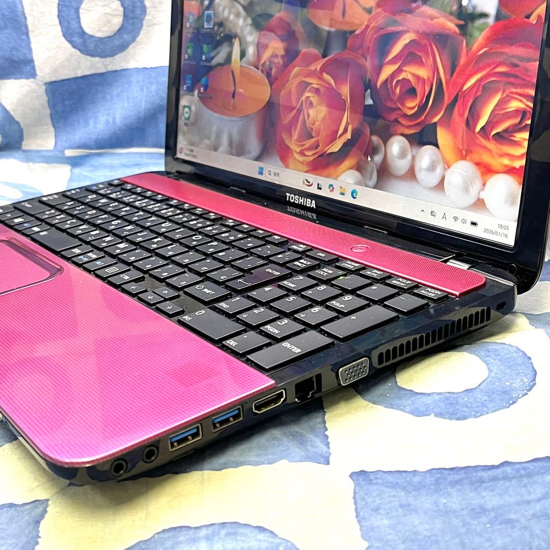 サクサク快適SSD☆i7☆ピンクノートパソコン♪カメラ付&ブルーレイ！Win11