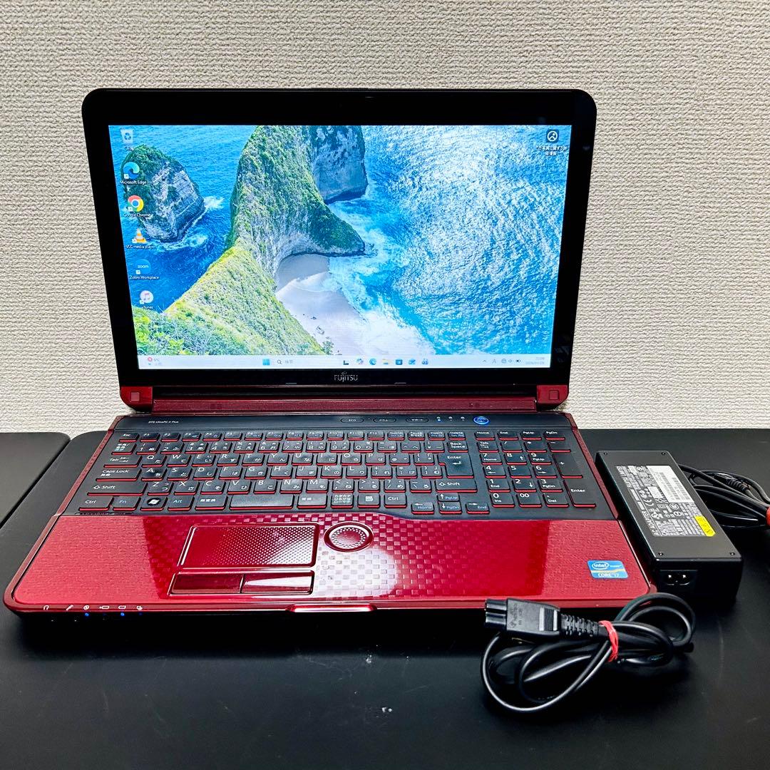 富士通 ブルーレイ搭載 Win11 Core-i7 SSD快速起動 レッド