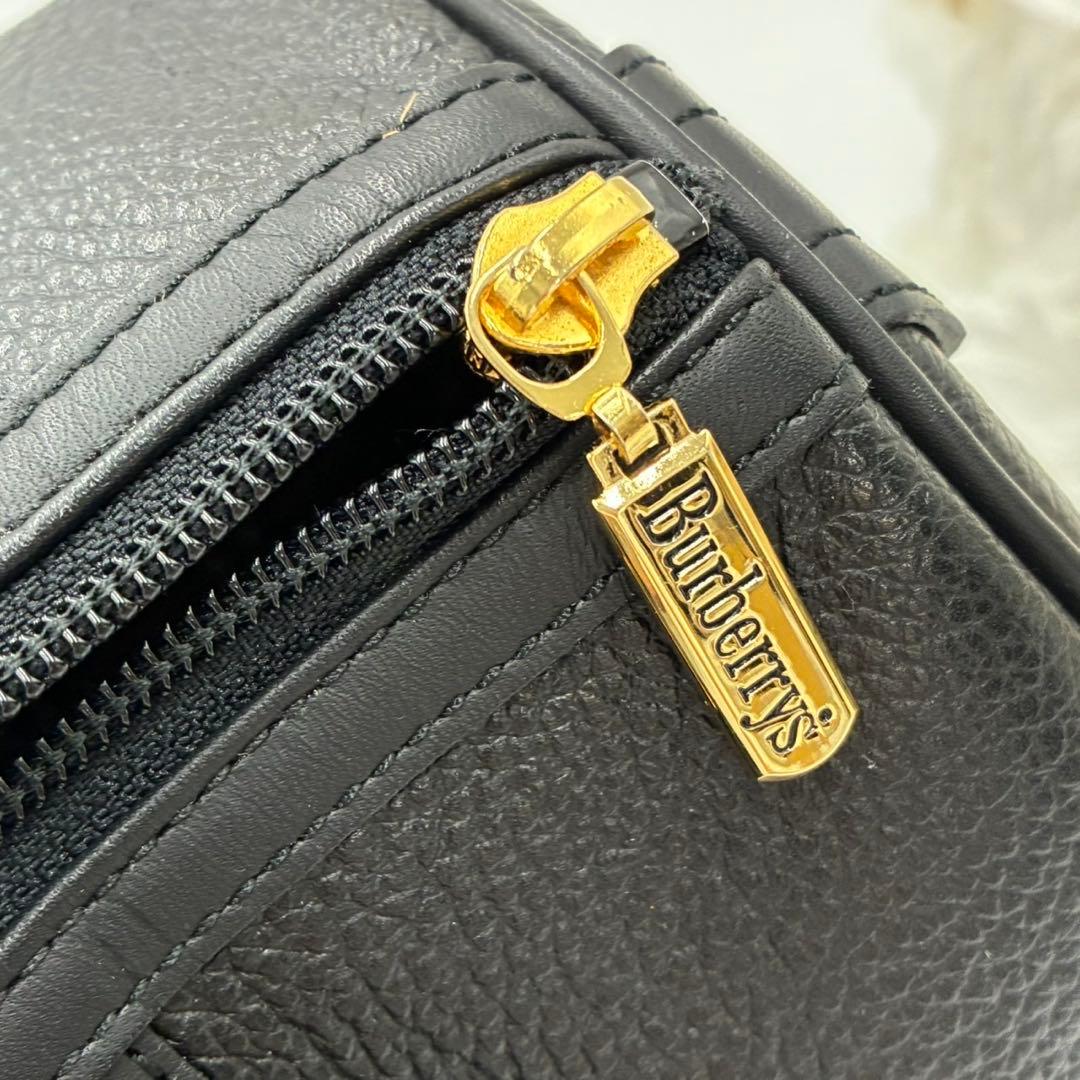 Burberrys バーバリー レザー ボストン ノバチェック柄 ブラック