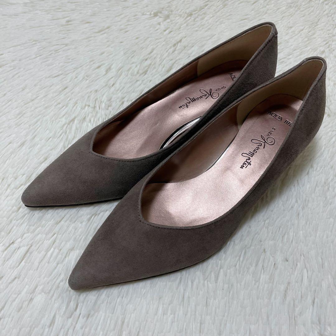 新品未使用品✨定価2.4万　銀座かねまつ　パンプス　スエード　グレー　23.5
