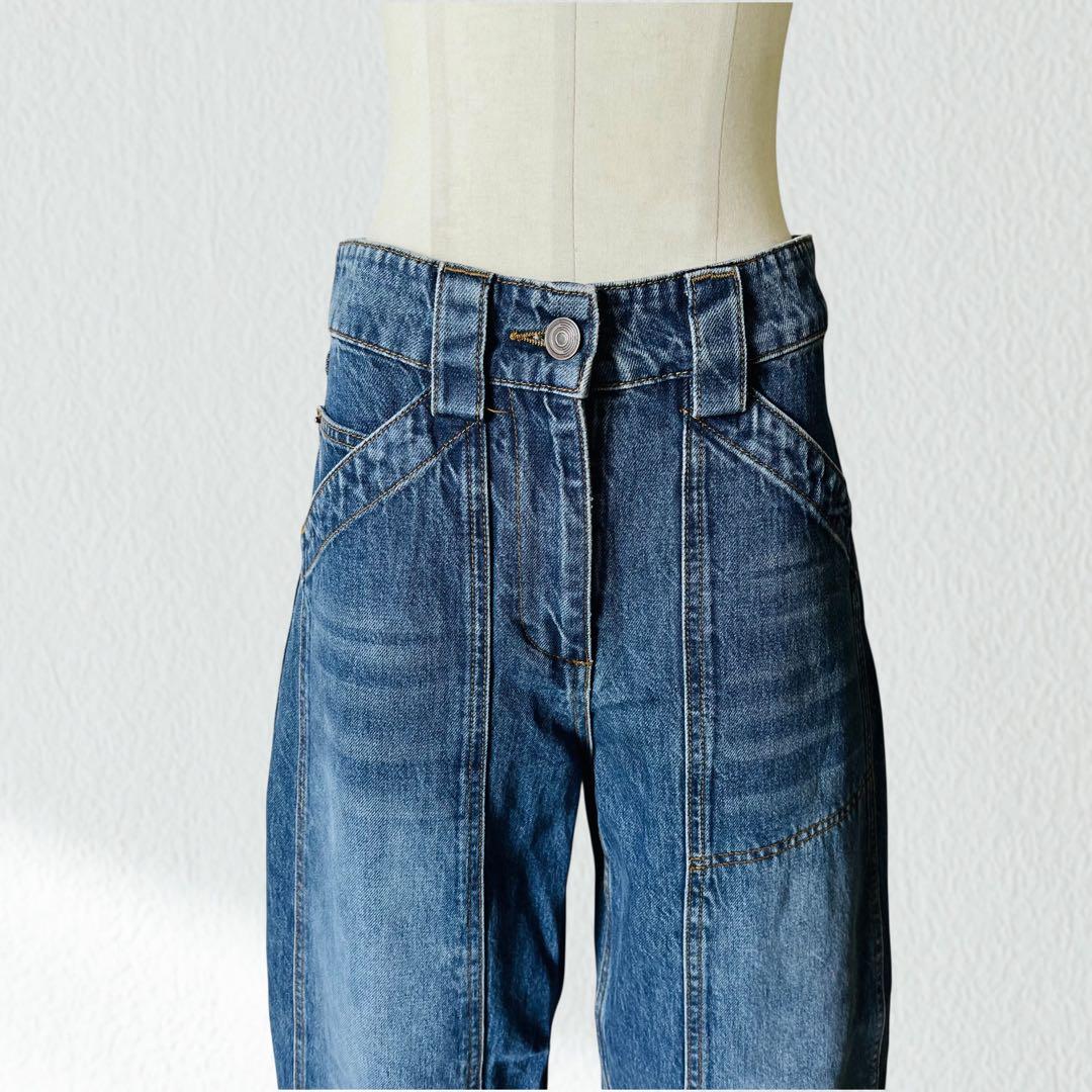 9万 新品 CO デニム　ハイウエスト パッチ バルーン デニム パンツ 25