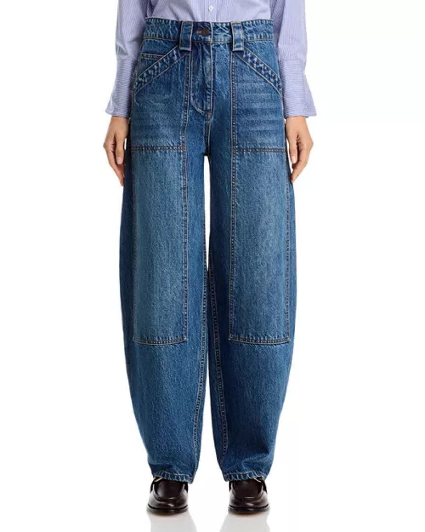 9万 新品 CO デニム　ハイウエスト パッチ バルーン デニム パンツ 25