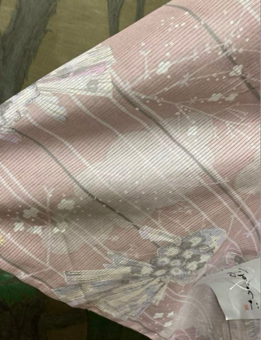 ブランド金子みすゞ 上品な大人の金魚柄綿絽単衣お着物　浴衣 絞り帯プレゼント付き