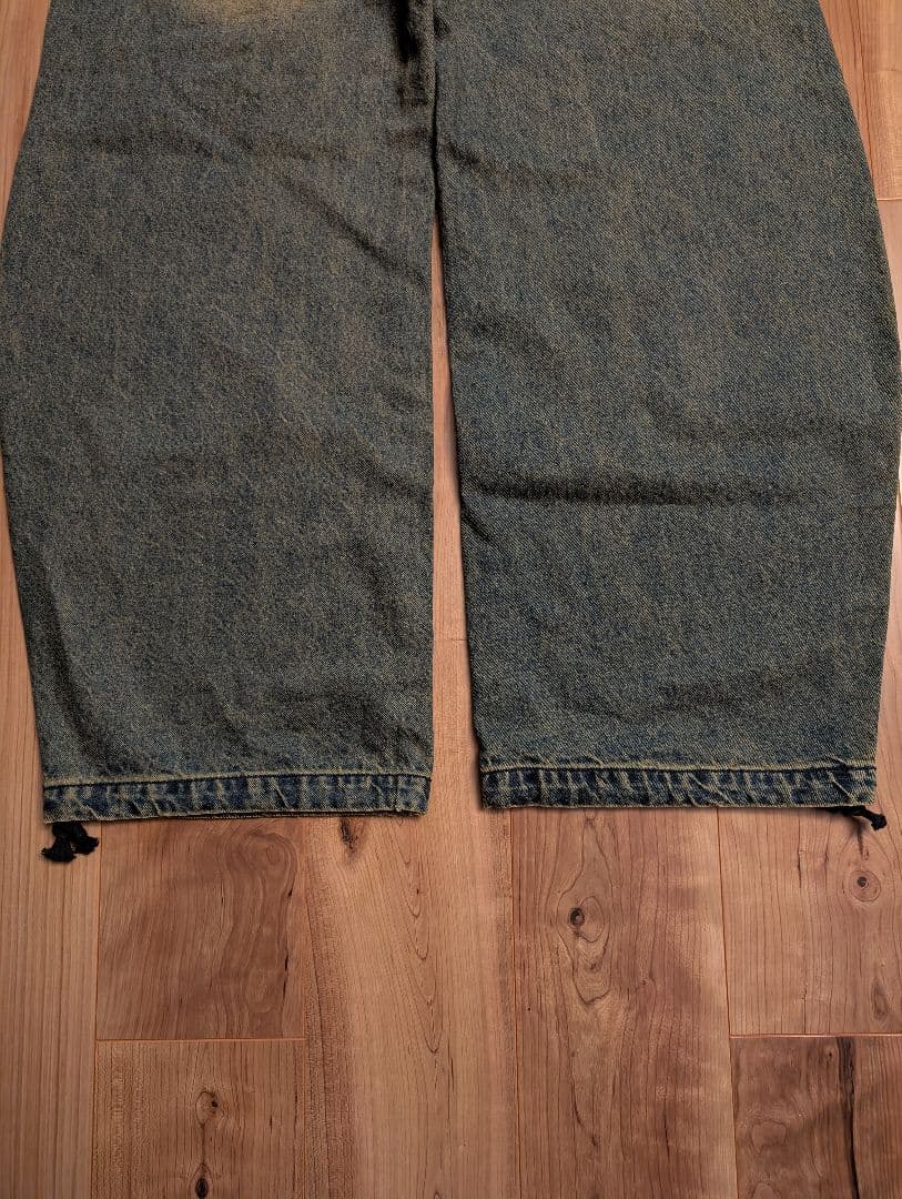 UNISEX ATMARKトライバルクラウン ロゴバギーデニム セットアップ可能