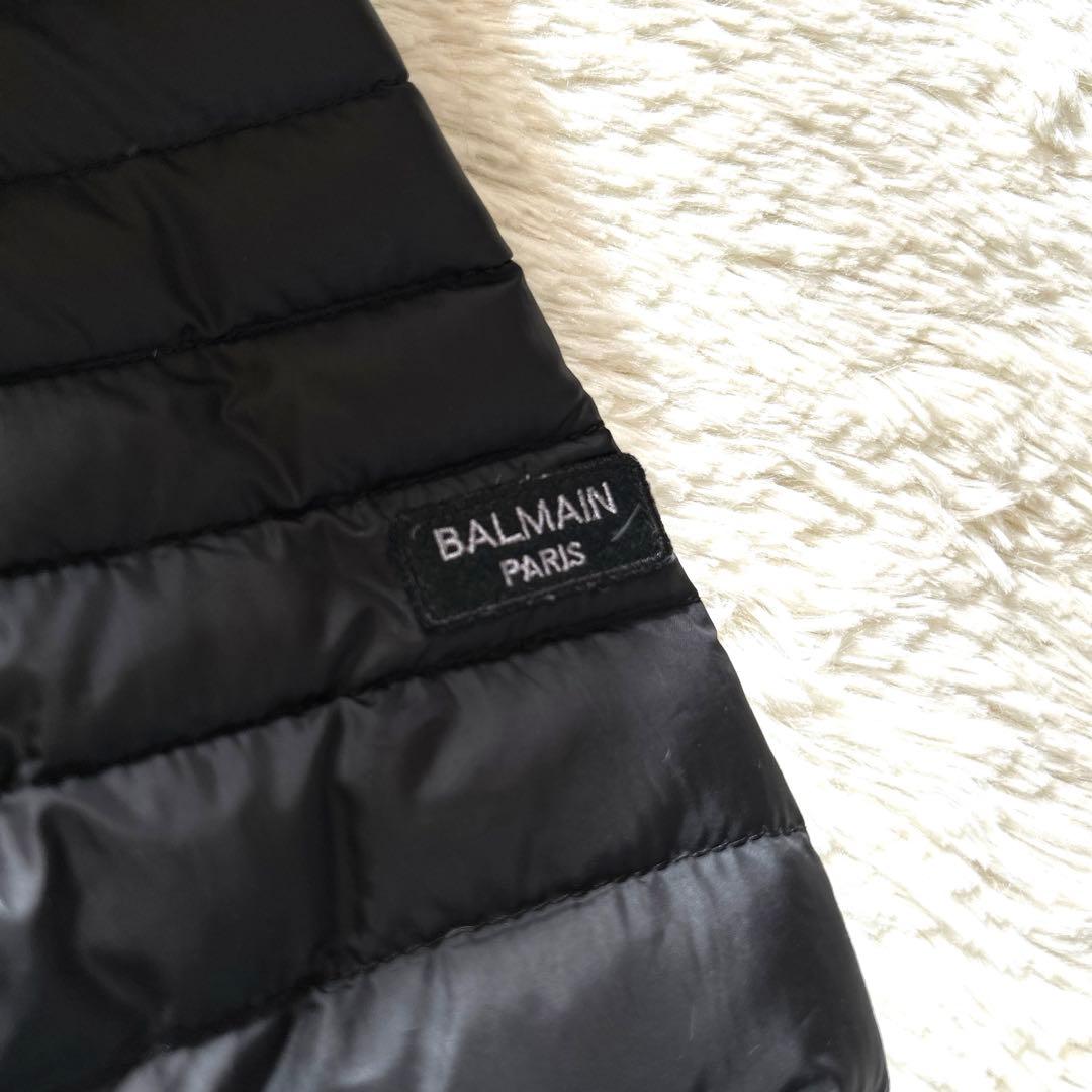 BALMAIN ダウンコート ブルーフォックスファー ダウン95% ブラック