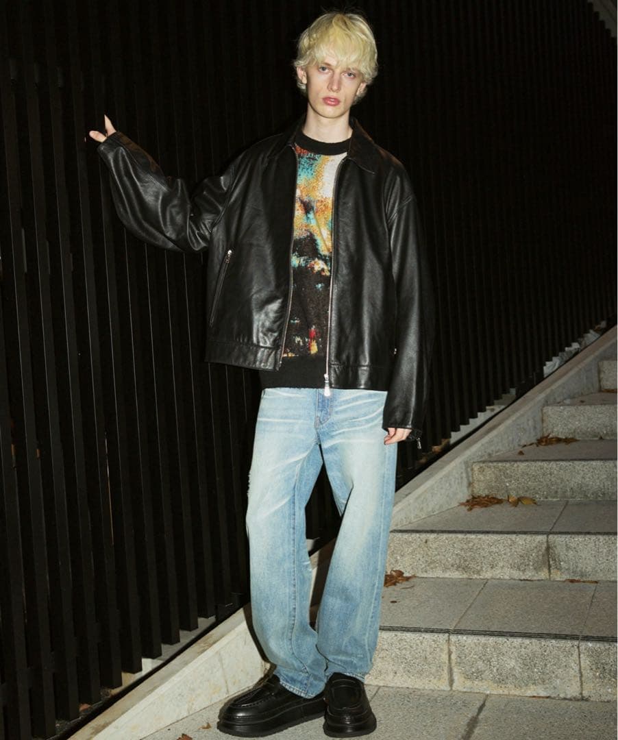 シープレザーシングルライダースジャケット　ブラック