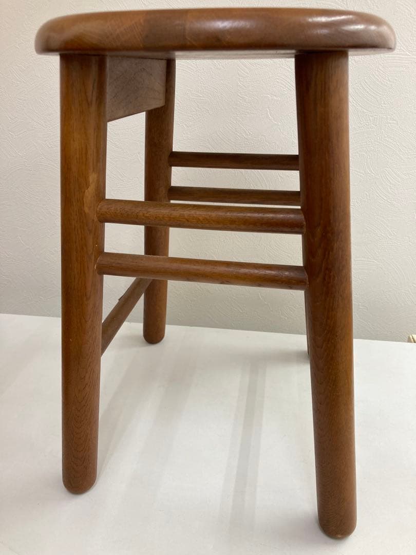 【希少】オールドカリモク 木製丸型スツール　頑丈　高級家具　日本製