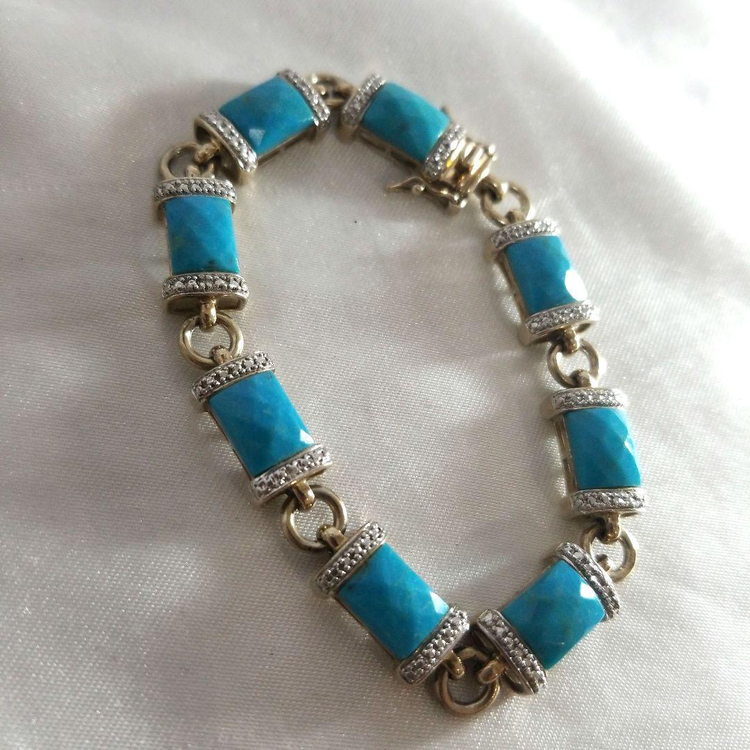 ★本日発送★美品　ターコイズブルー シルバーブレスレット