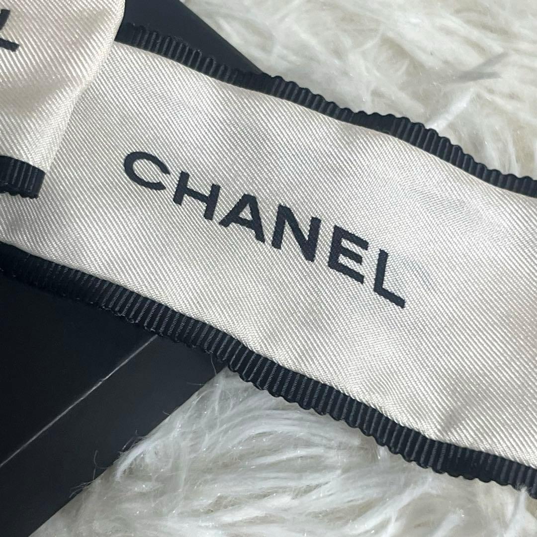 希少　CHANEL シャネル　ヘアゴム　シュシュ　リボン　ココマーク　エクリュ
