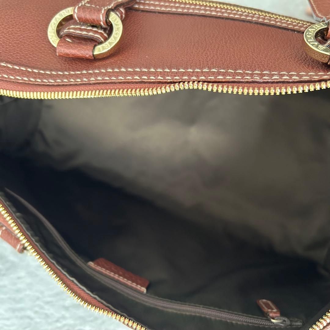 BVLGARI ブルガリ ミニボストンバッグ レザー ブラウン ハンドバッグ