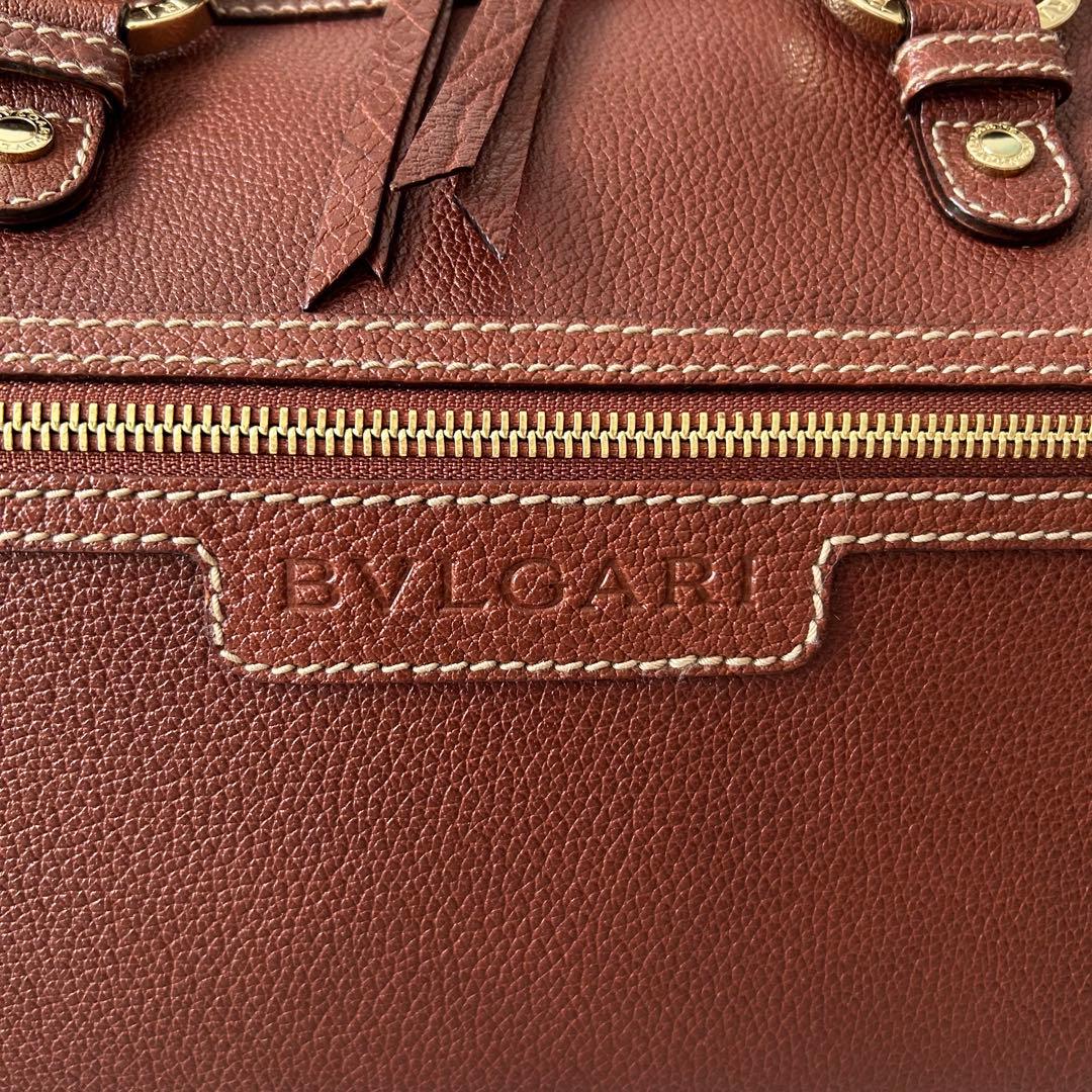 BVLGARI ブルガリ ミニボストンバッグ レザー ブラウン ハンドバッグ