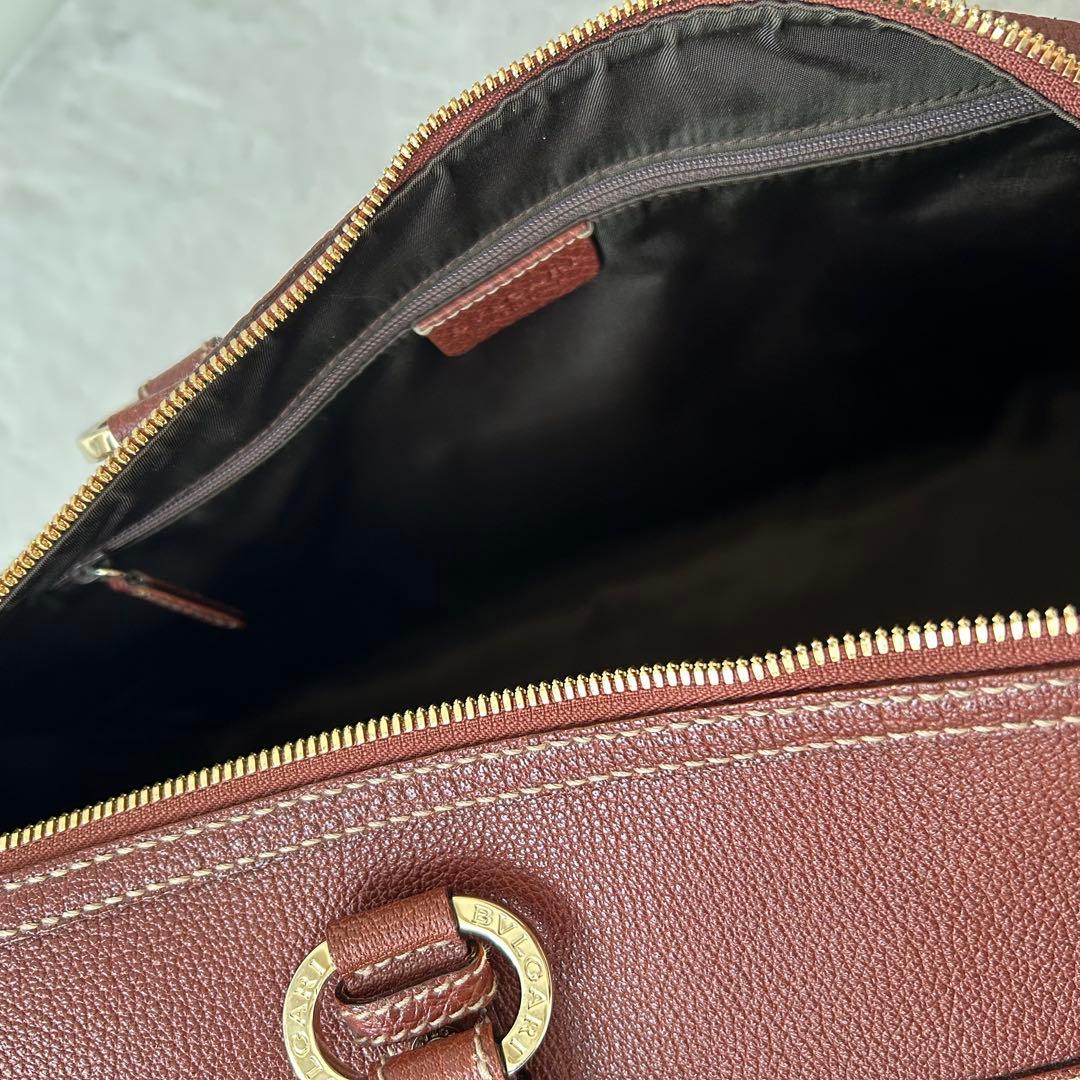 BVLGARI ブルガリ ミニボストンバッグ レザー ブラウン ハンドバッグ