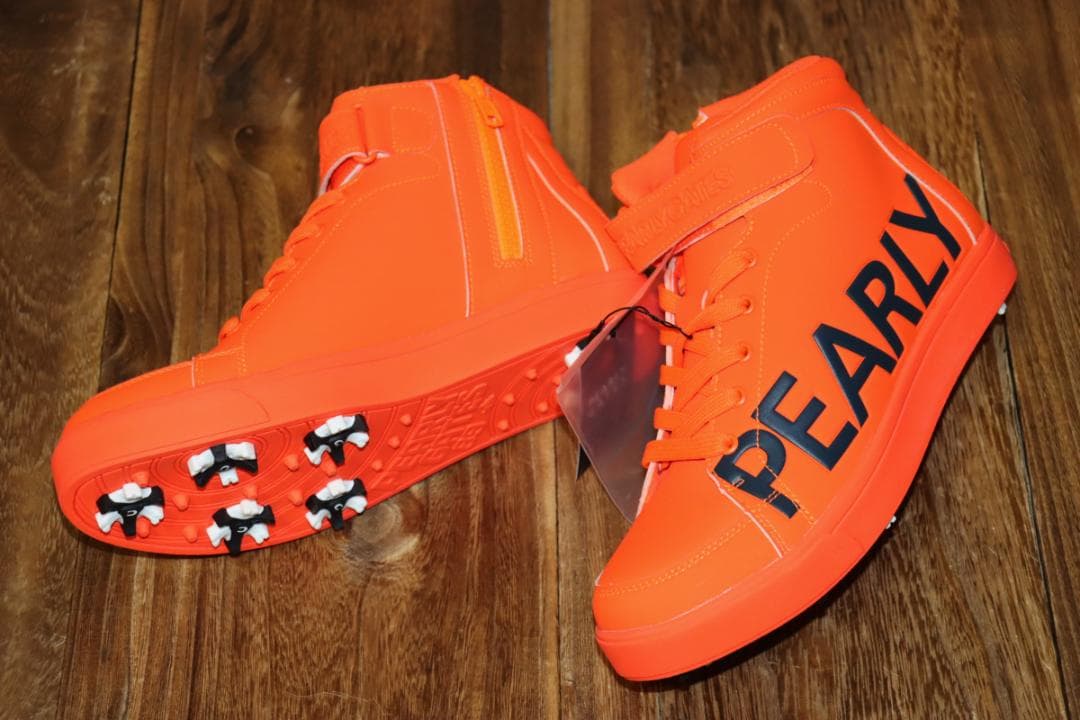 新品 PEARLY GATES ロゴミドルカット ゴルフシューズ23.5cm 併