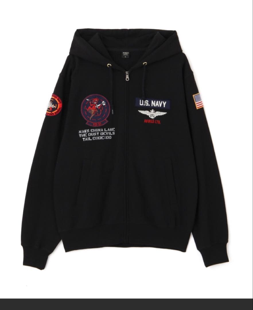 AVIREX TOP GUN U.S. NAVY パーカー ブラック