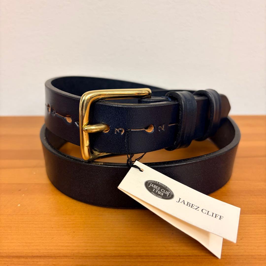 Jabez Cliff ジャベッツクリフ レザーベルト 28mm NAVY 34
