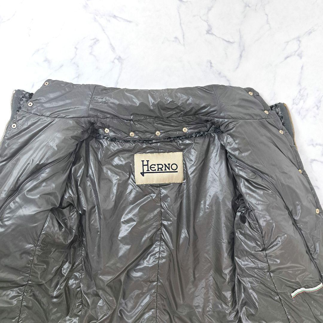 HERNO ヘルノ ツイード ダウン コート ウール アルパカ 2way 44