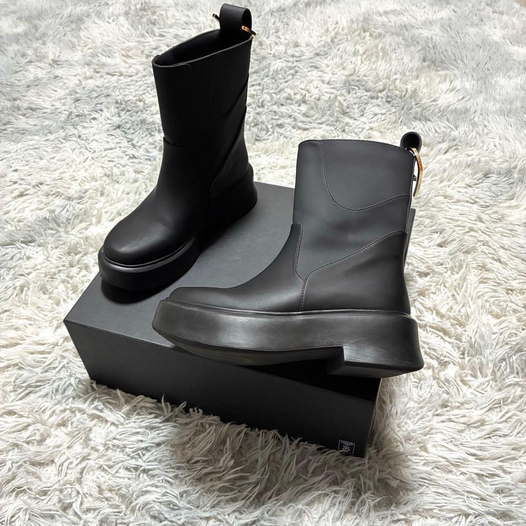 【良品】Purpred 撥水 ラバーブーツBLACK〈定価42,900円〉