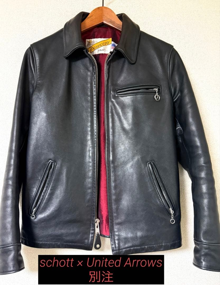 schott×united arrowsレザーシングルライダース 38