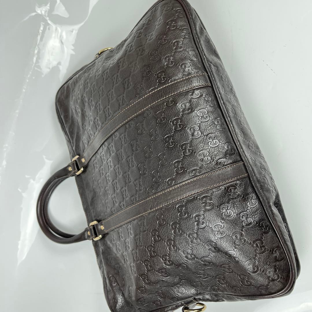 【極美品】グッチ ビジネスバッグ シマレザーGG 本革 ダークブラウン メンズ