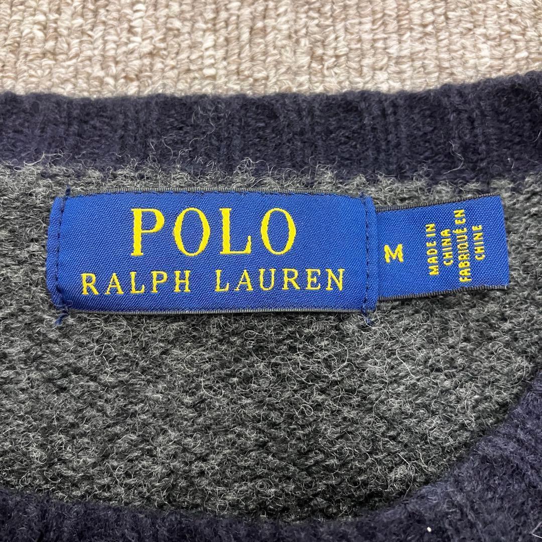 ポロ ラルフローレン ベア レタード セーター 50周年 グレー リンガー