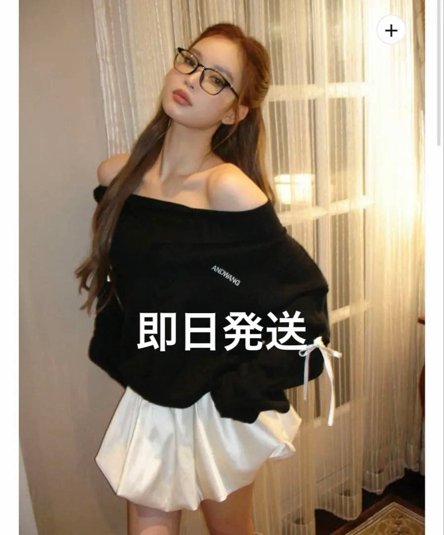 ワンピース andwang Ribbon Balloon Cutout Dress