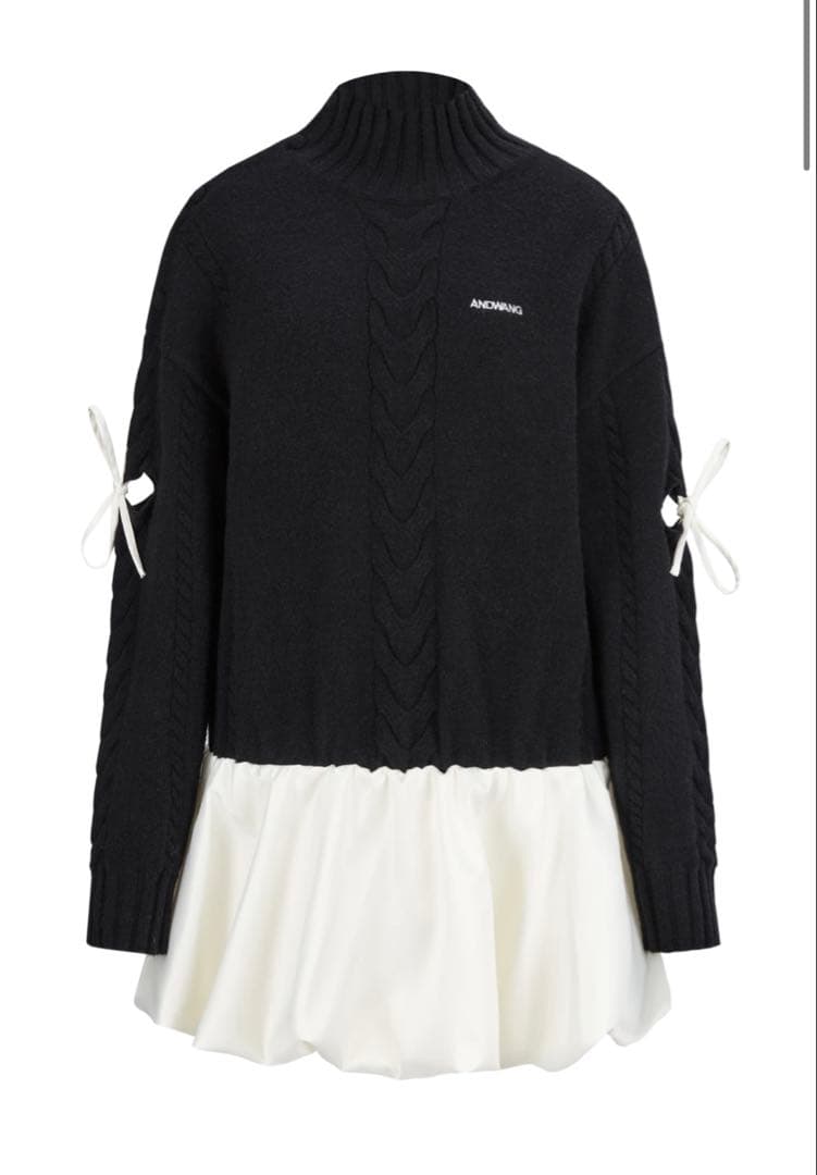 ワンピース andwang Ribbon Balloon Cutout Dress