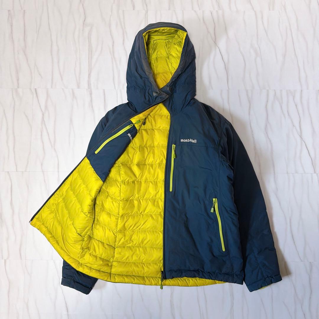 モンベル コロラドパーカ リバーシブルダウンジャケット 紺×黄 メンズS