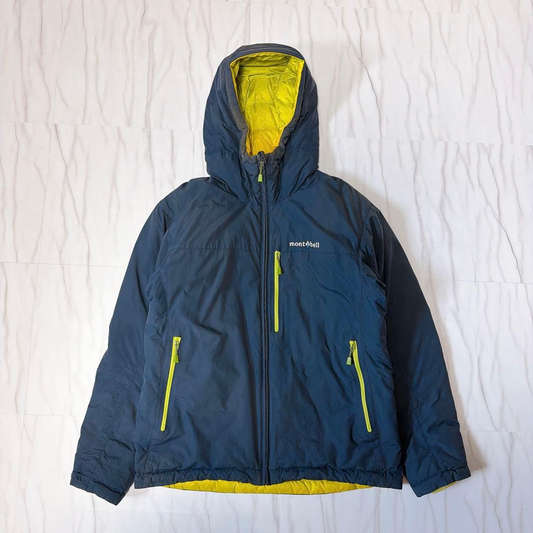 モンベル コロラドパーカ リバーシブルダウンジャケット 紺×黄 メンズS
