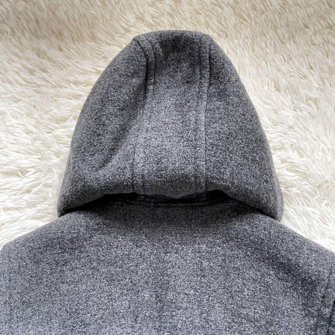 バーバリーブルーレーベルグレーフーデッドダブルコート裏ノバチェック