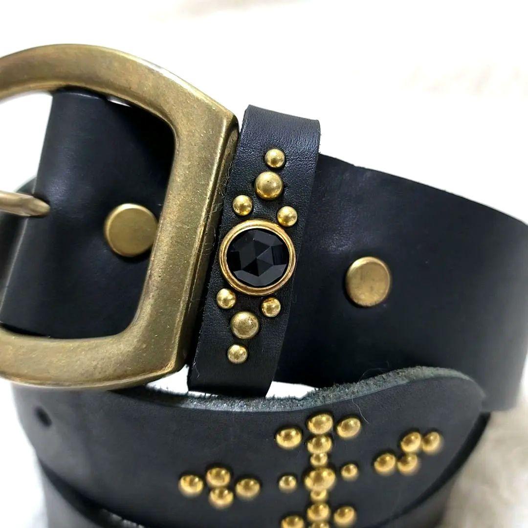 希少 ロイスト ROIST スタッズ ベルトブラックストーン 装飾 レザーベルト