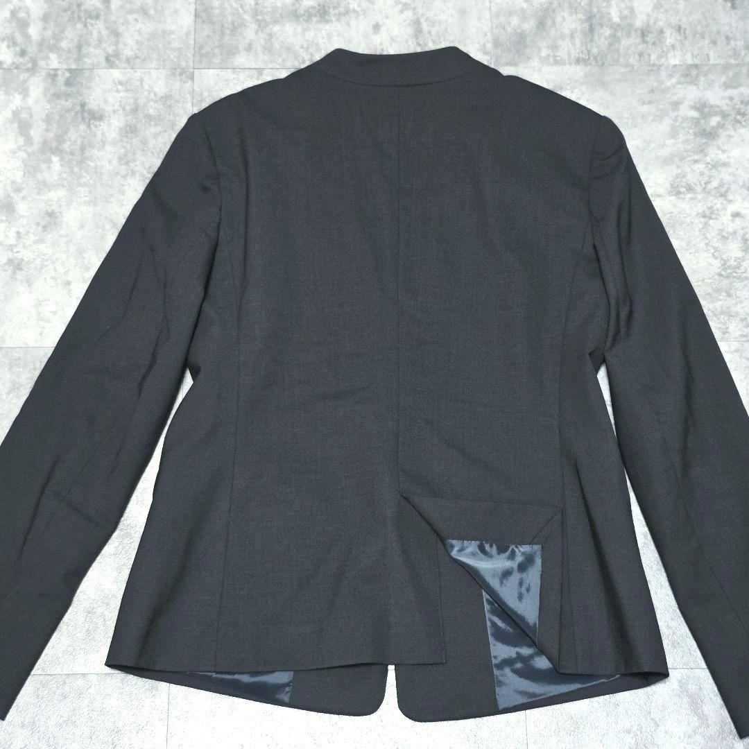 良品 グリーンレーベルリラクシング 42 ノーカラー ウール混 ストレッチ