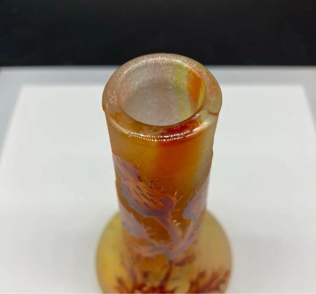 ドーム・ナンシー　アザミ文花瓶　アール・ヌーヴォー　Daum nancy