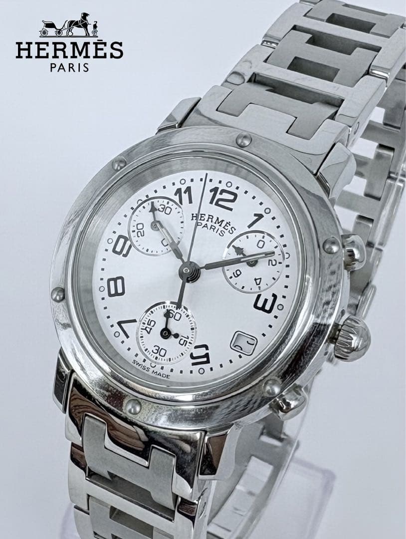 新品電池　エルメス HERMES クリッパー CL1.310 クロノグラフ