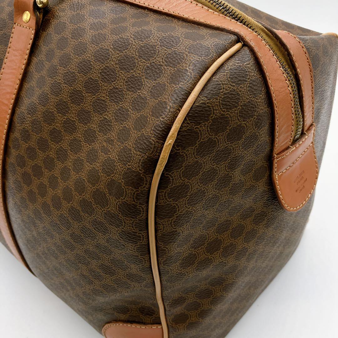 【CELINE】ボストンバッグ　旅行鞄　マカダム柄　PVC ダークブラウン