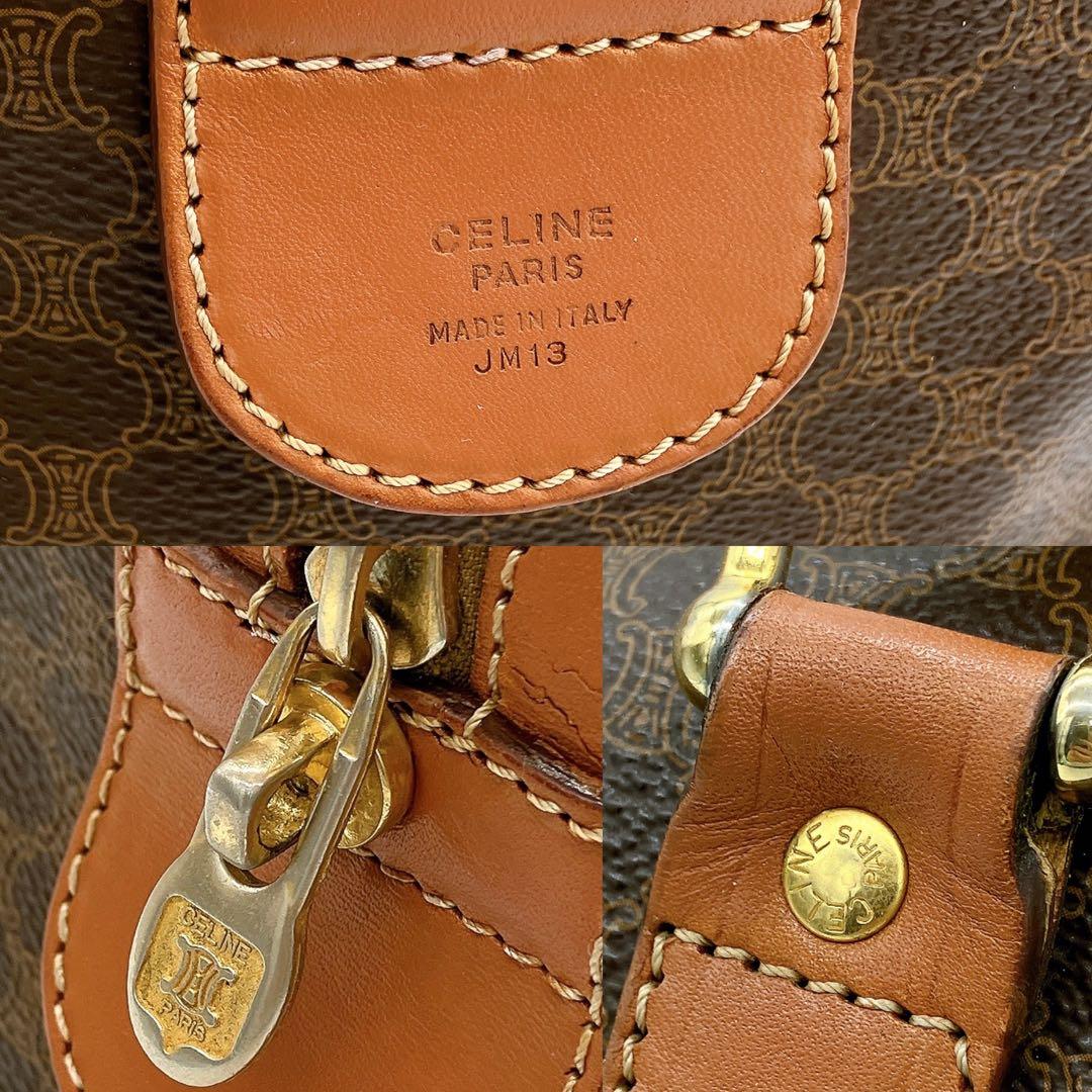 【CELINE】ボストンバッグ　旅行鞄　マカダム柄　PVC ダークブラウン