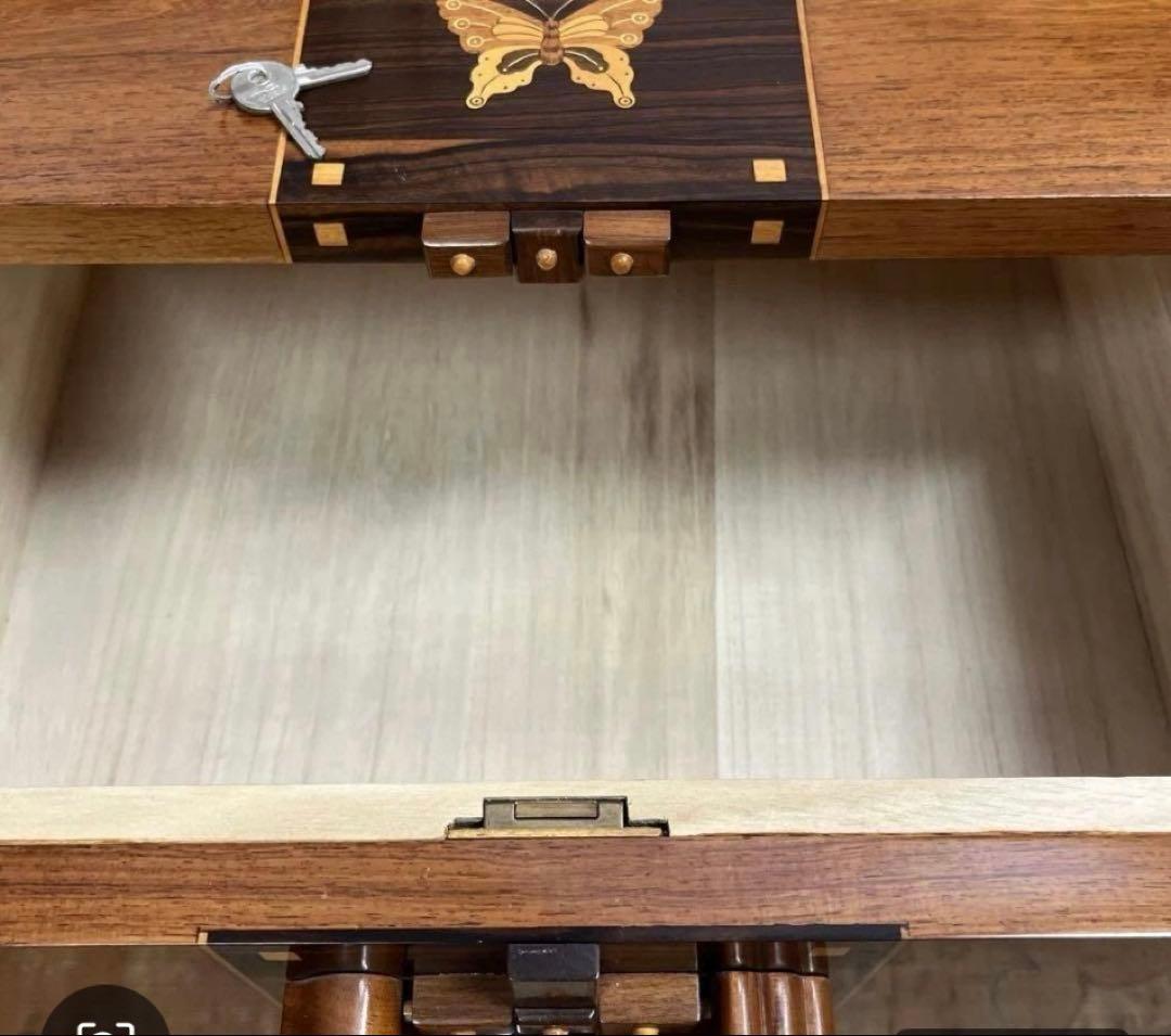 寄木箪笥　木象嵌　３段チェスト　サイドボード 整理箪笥　寄木細工　鍵付き