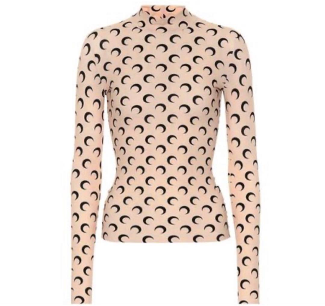 MARINE SERRE マリーンセル セカンドスキン ハイネックベージュ 正規