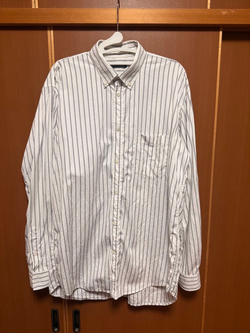 バレンシアガ バックロゴ ストライプシャツ 37 XL相当 安心鑑定付 汚れ小
