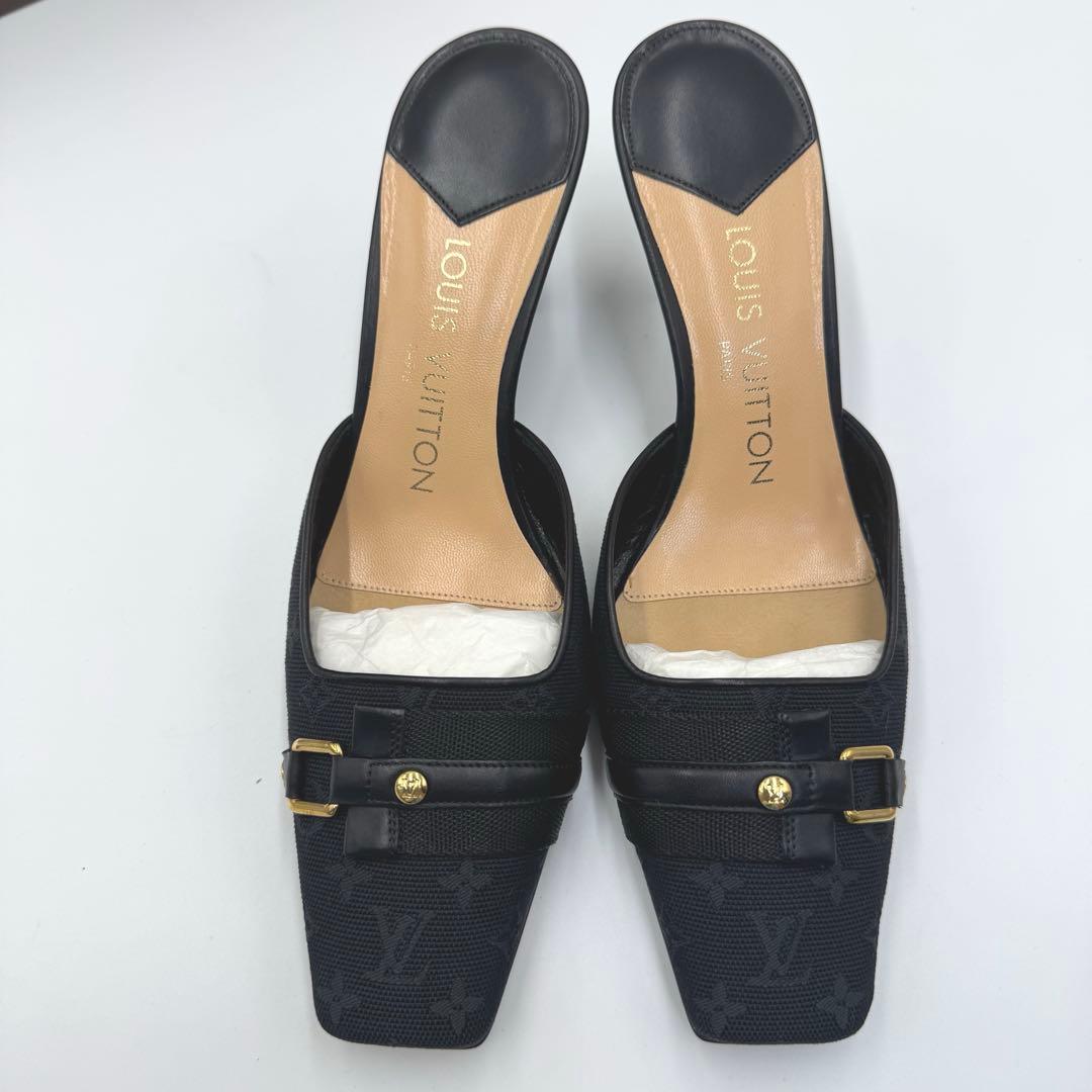 美品 ルイヴィトン モノグラム ミュール サンダル ブラック 36